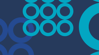 Abstract circles in blue and teal on a dark blue background